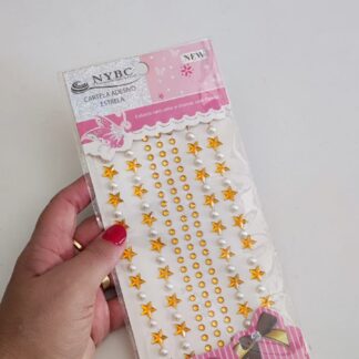 Z- CARTELA ADESIVA ESTRELAS MANTO SANTINHA MMIXER-25 Cor Ouro