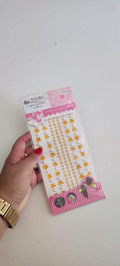 Z- CARTELA ADESIVA ESTRELAS MANTO SANTINHA MMIXER-25 Cor Ouro