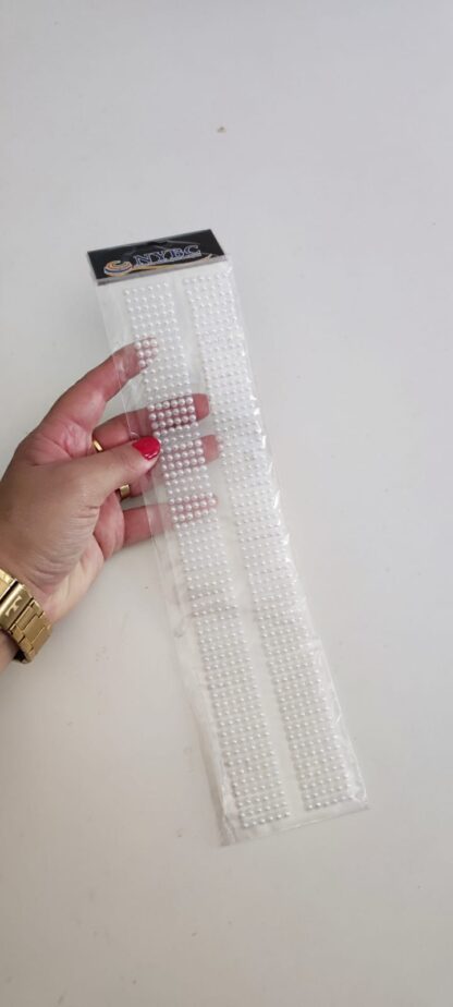 Z- CARTELA ADESIVOS MANTO SANTINHA MEIA PÉROLA TIRA3-C 6mm COR BRANCO
