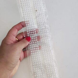 Z- CARTELA ADESIVOS MANTO SANTINHA MEIA PÉROLA TIRA3-C 8mm COR BRANCO